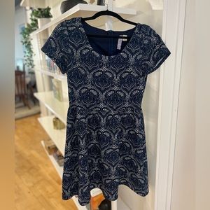 Alya Blue and Cream Floral Mini Dress Size Medium